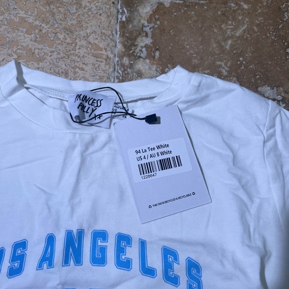 NWT Princess Polly 94 LA TEE WHITE US 4 Crop Top White Los Angeles T-shirt Girl - Picture 3 of 3
